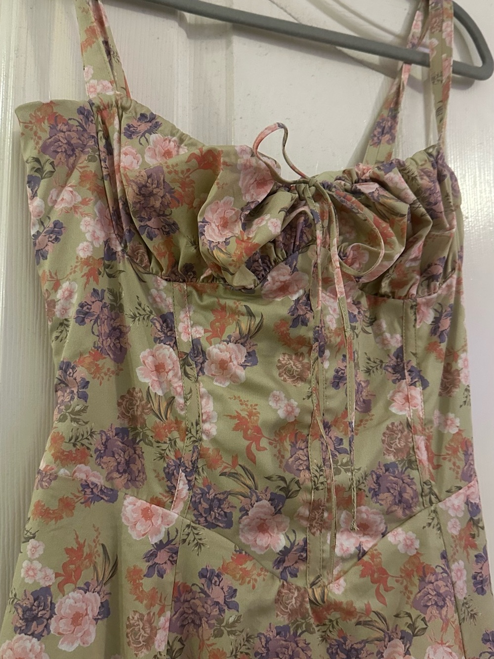 House of CB Olive Green Floral Maxi Dress - Picture 2 of 6